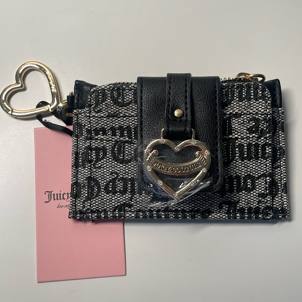 NWT Juicy Couture Black Beige Trifold Wallet